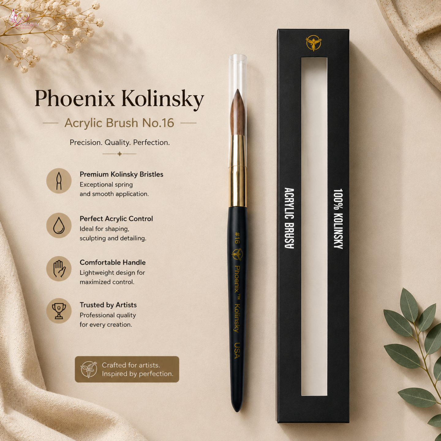 Phoenix Kolinsky Germany Acrylic Brush No.16