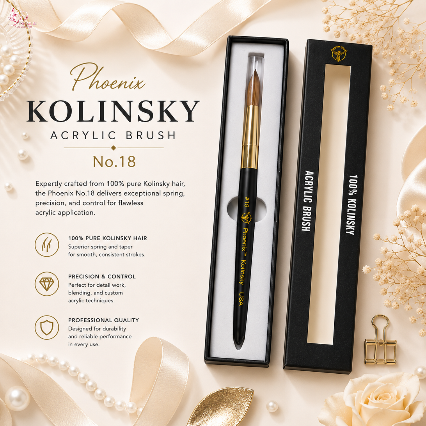 Phoenix Kolinsky Germany Acrylic Brush No.18