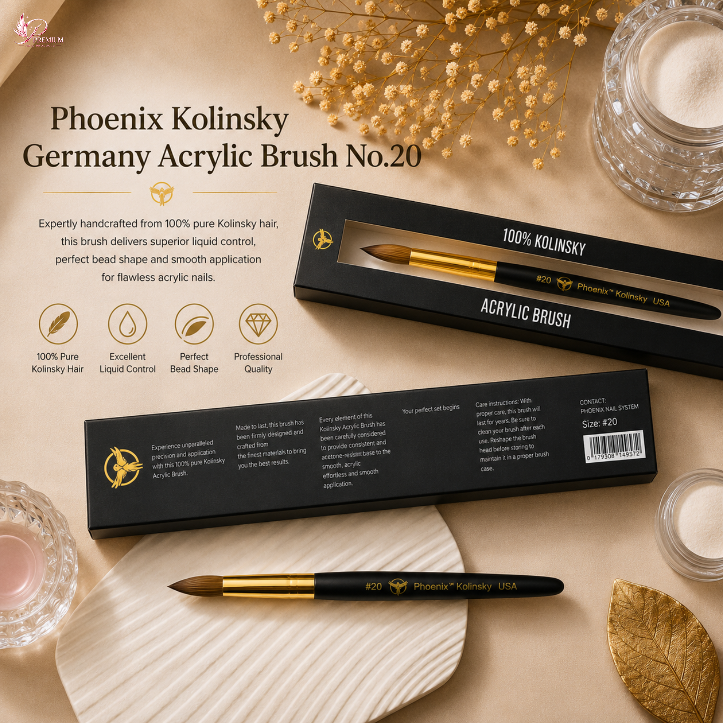 Phoenix Kolinsky Germany Acrylic Brush No.20