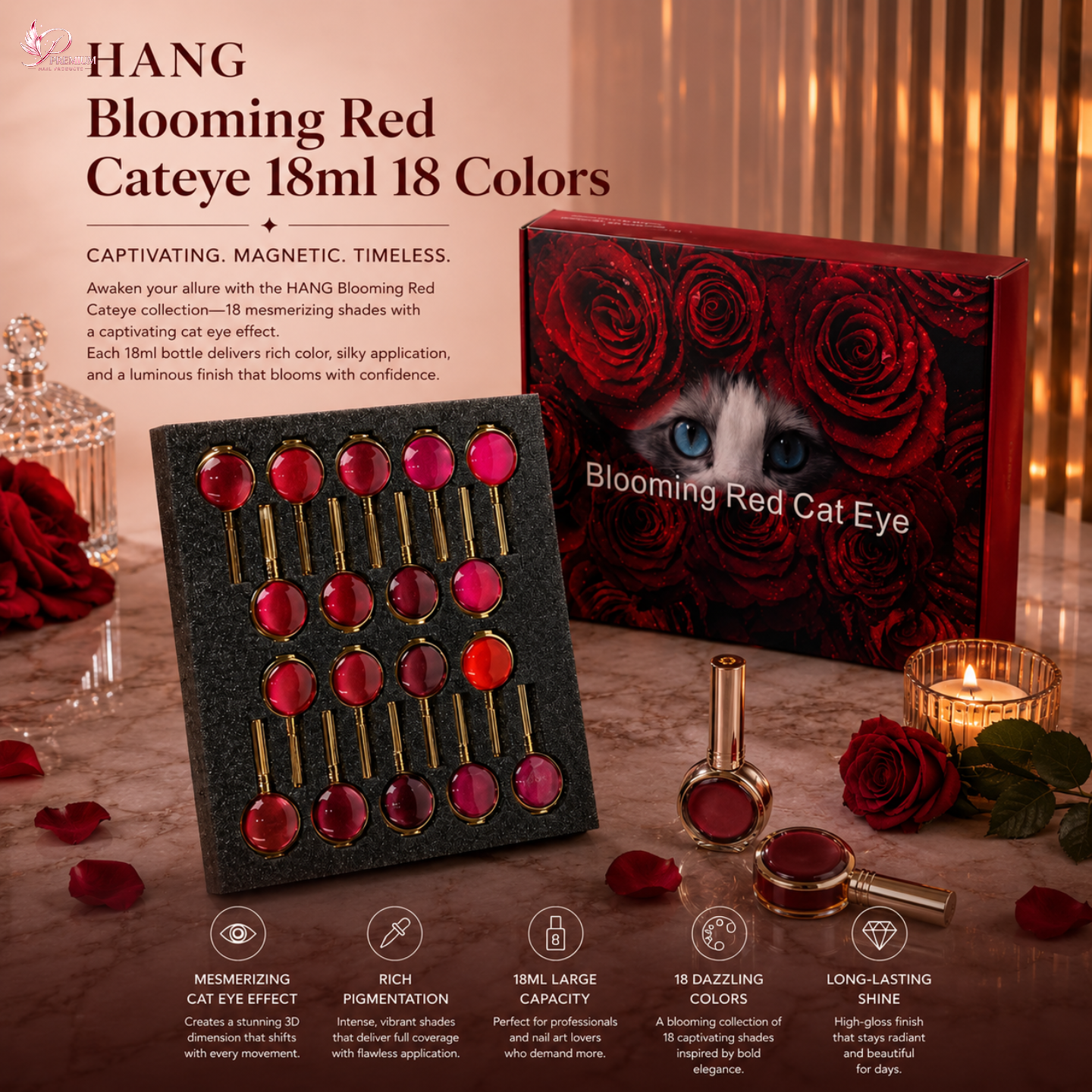 HANG Blooming Red Cateye 18ml 18 Colors