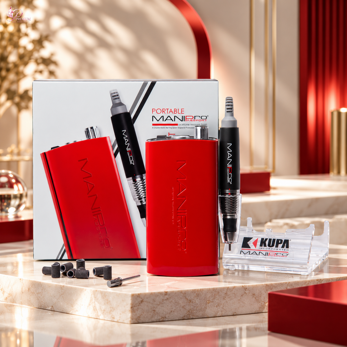 Kupa MANIPro Passport Complete - Red + Companion Handpiece Set