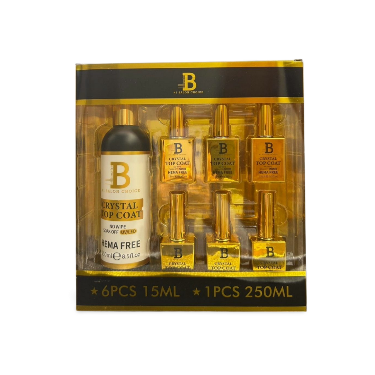 Billionaire Crystal Gel Top Coat HEMA FREE - Kit 8oz Free 6 0.5oz