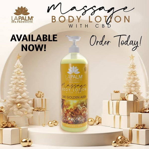 La Palm Massage Body Lotion 36oz - 24k Golden Aura