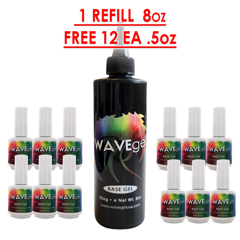 Wave Gel Base Coat Refill 8oz + Free 12 Gel Base Coat 0.5oz