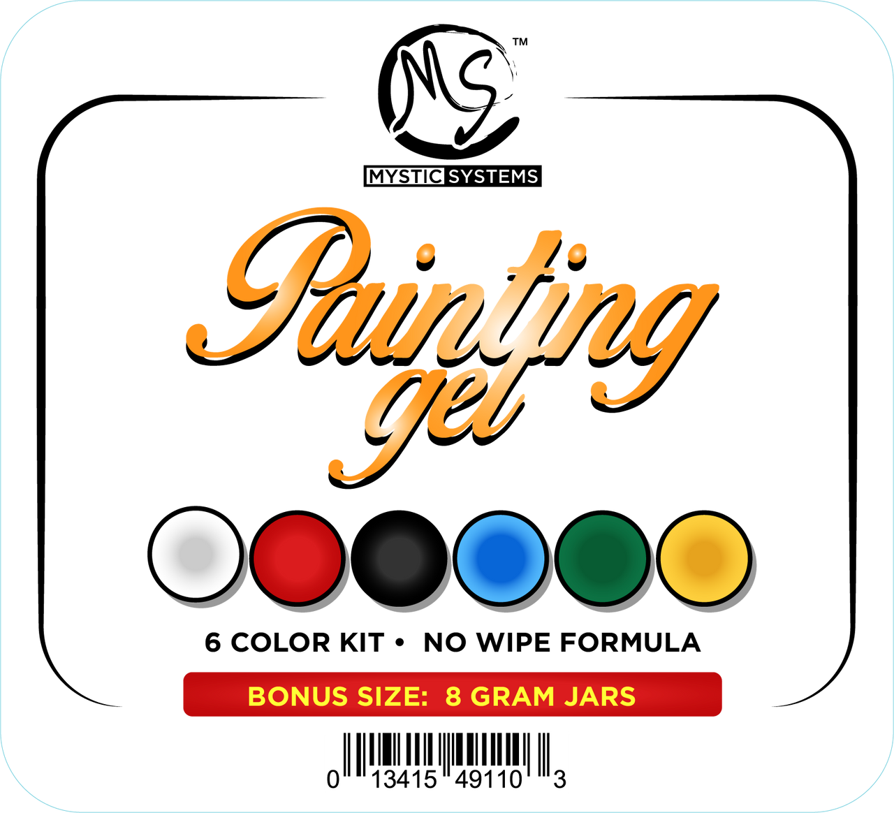MS Painting Gel Kit - 6 Colors x 8g - Free 3pcs 3D Design Brushes