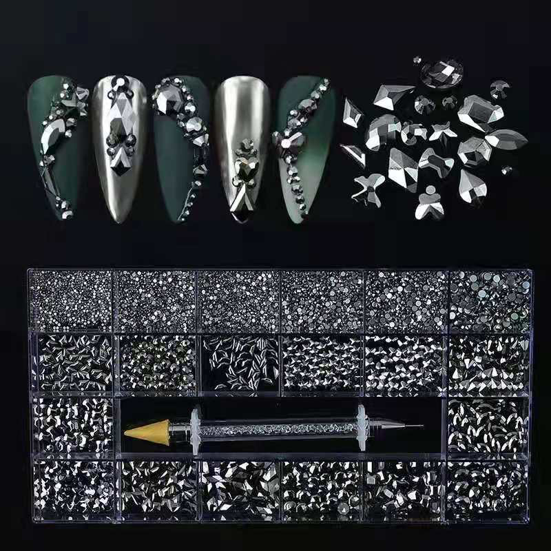 Rhinestone Kit With Dotting Tool - Black