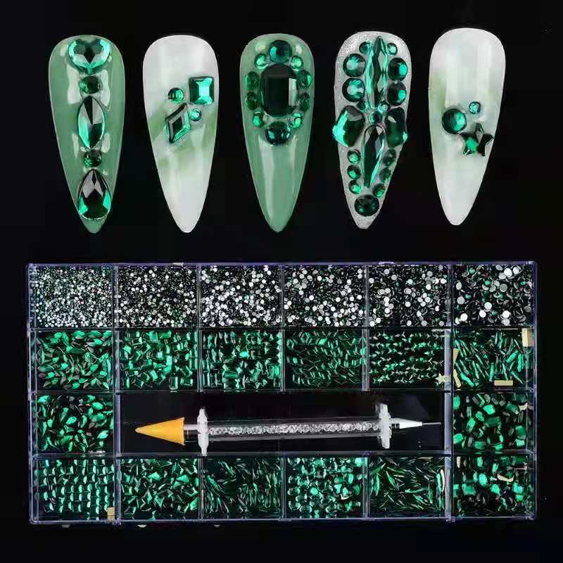 Rhinestone Kit With Dotting Tool - Green