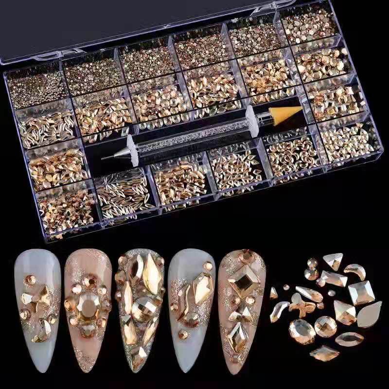 Rhinestone Kit With Dotting Tool - Champagne