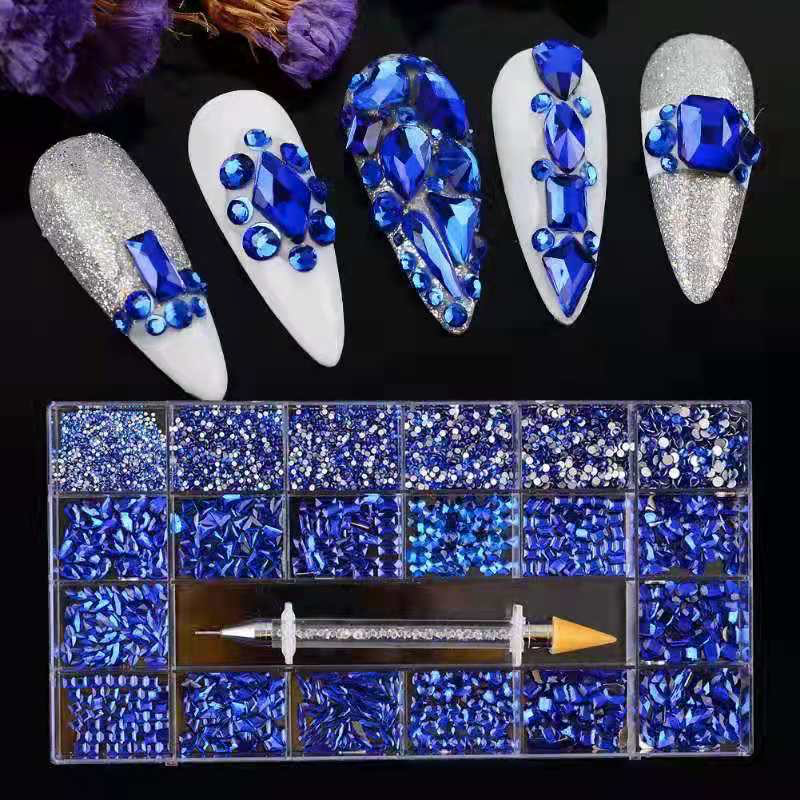 Rhinestone Kit With Dotting Tool - Blue