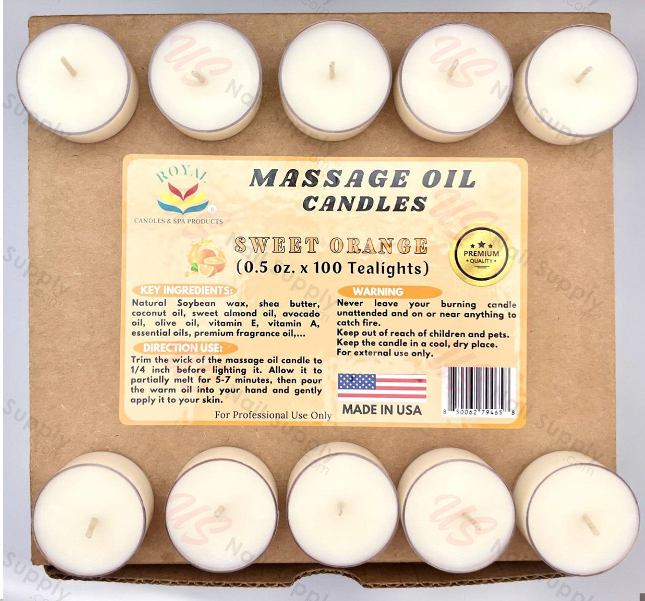 ROYAL Massage Oil Candle 0.5oz ( box of 100pcs ) - Sweet Orange