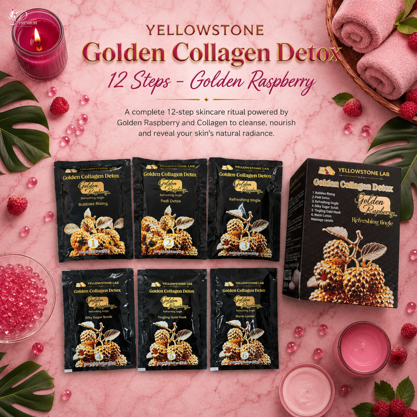YellowStone Golden Collagen Detox 12 Steps - Golden Raspberry