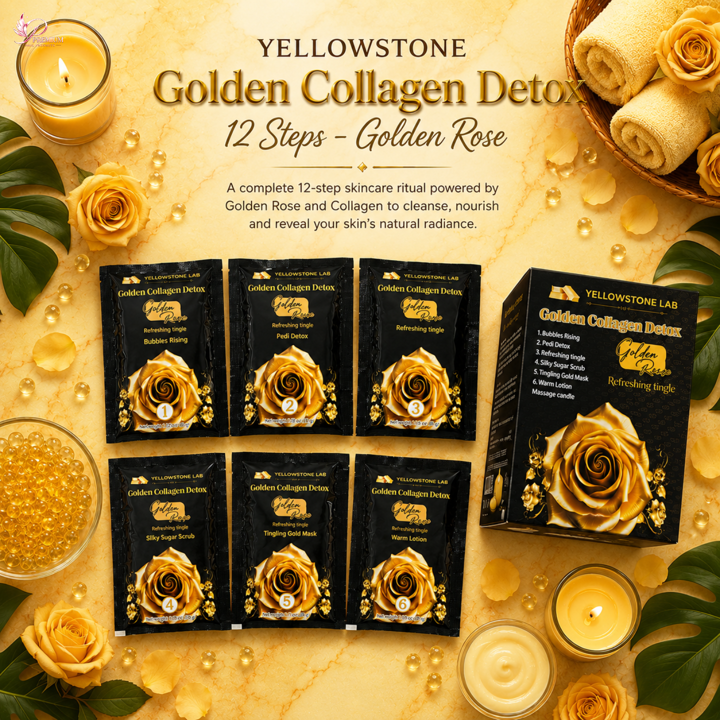 YellowStone Golden Collagen Detox 12 Steps - Golden Rose