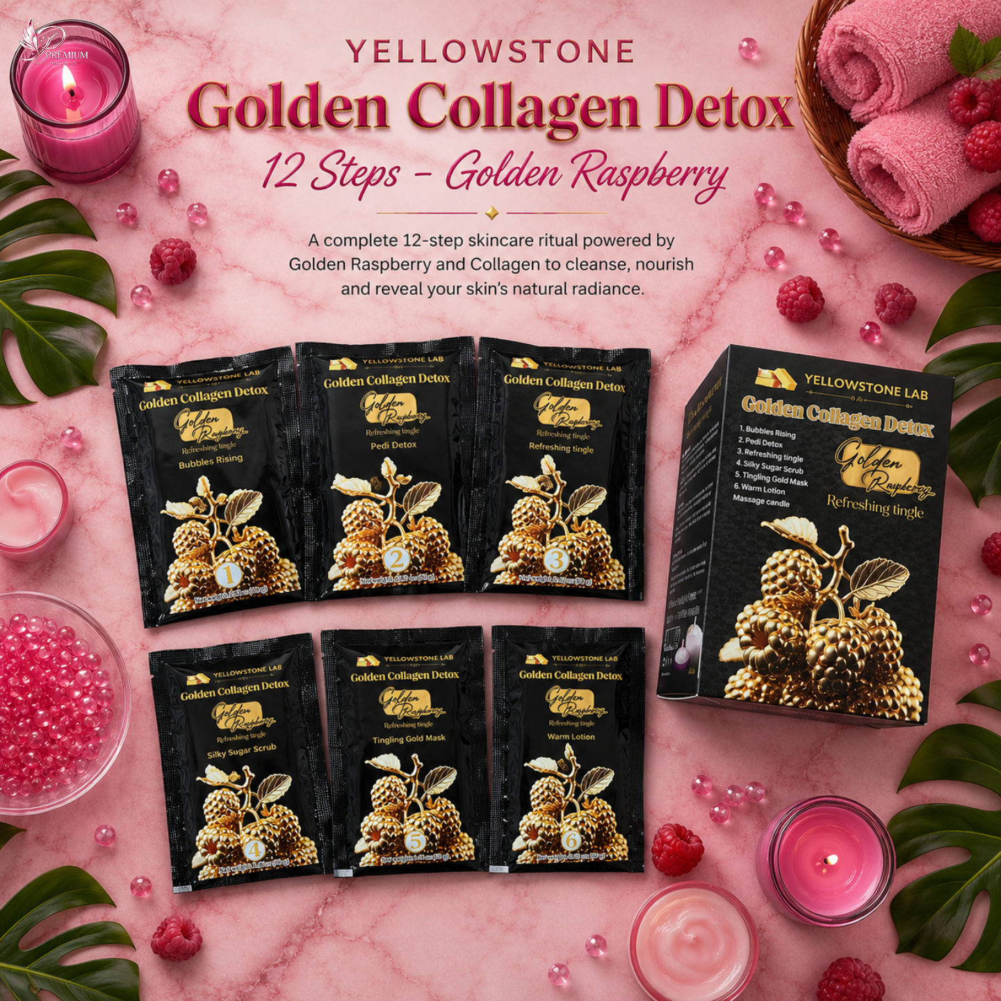 YellowStone Golden Collagen Detox 12 Steps - Golden Raspberry