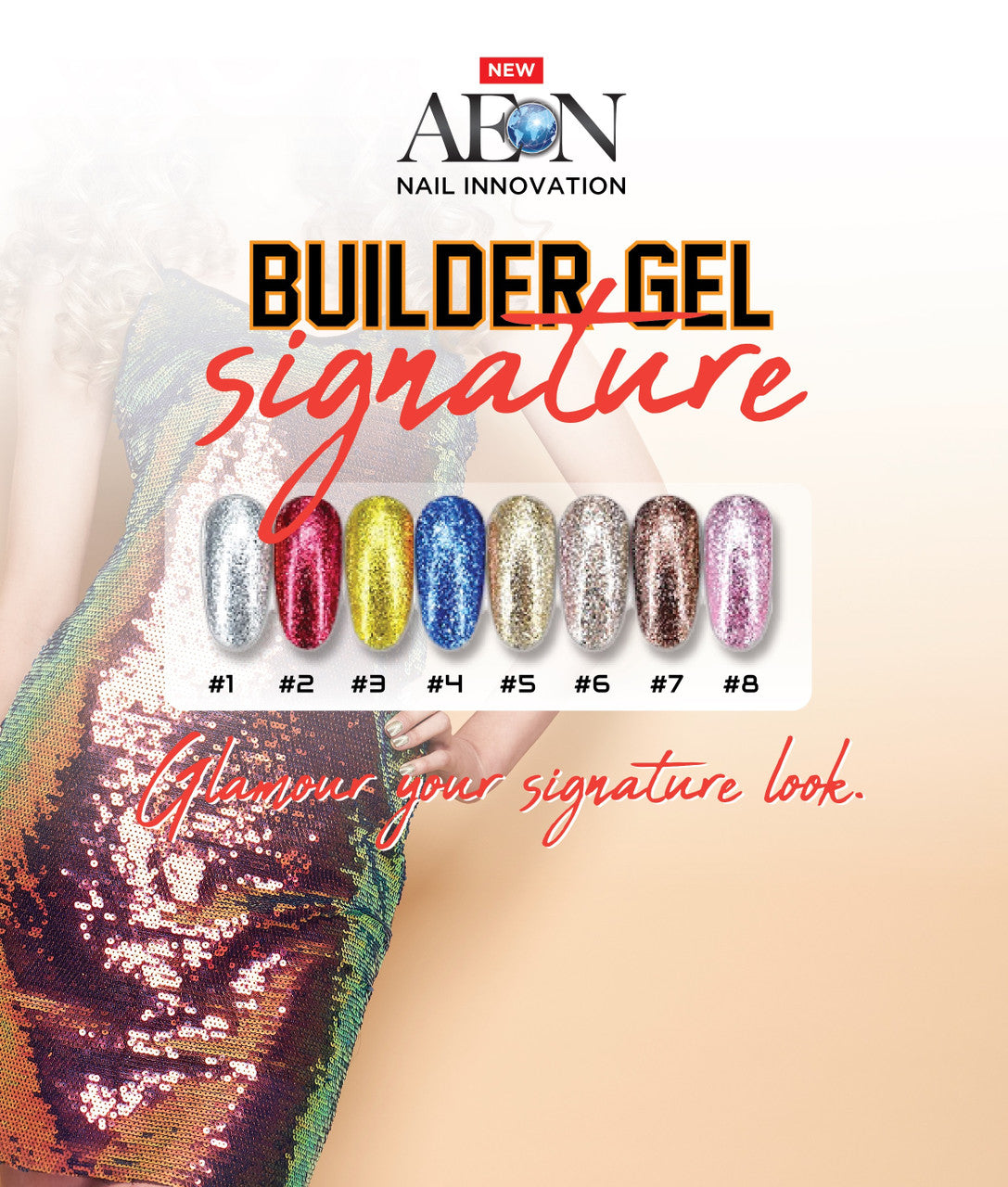 Aeon Builder Gel Signature ( set of 8 Colors ) + Free 3 Design Brushes