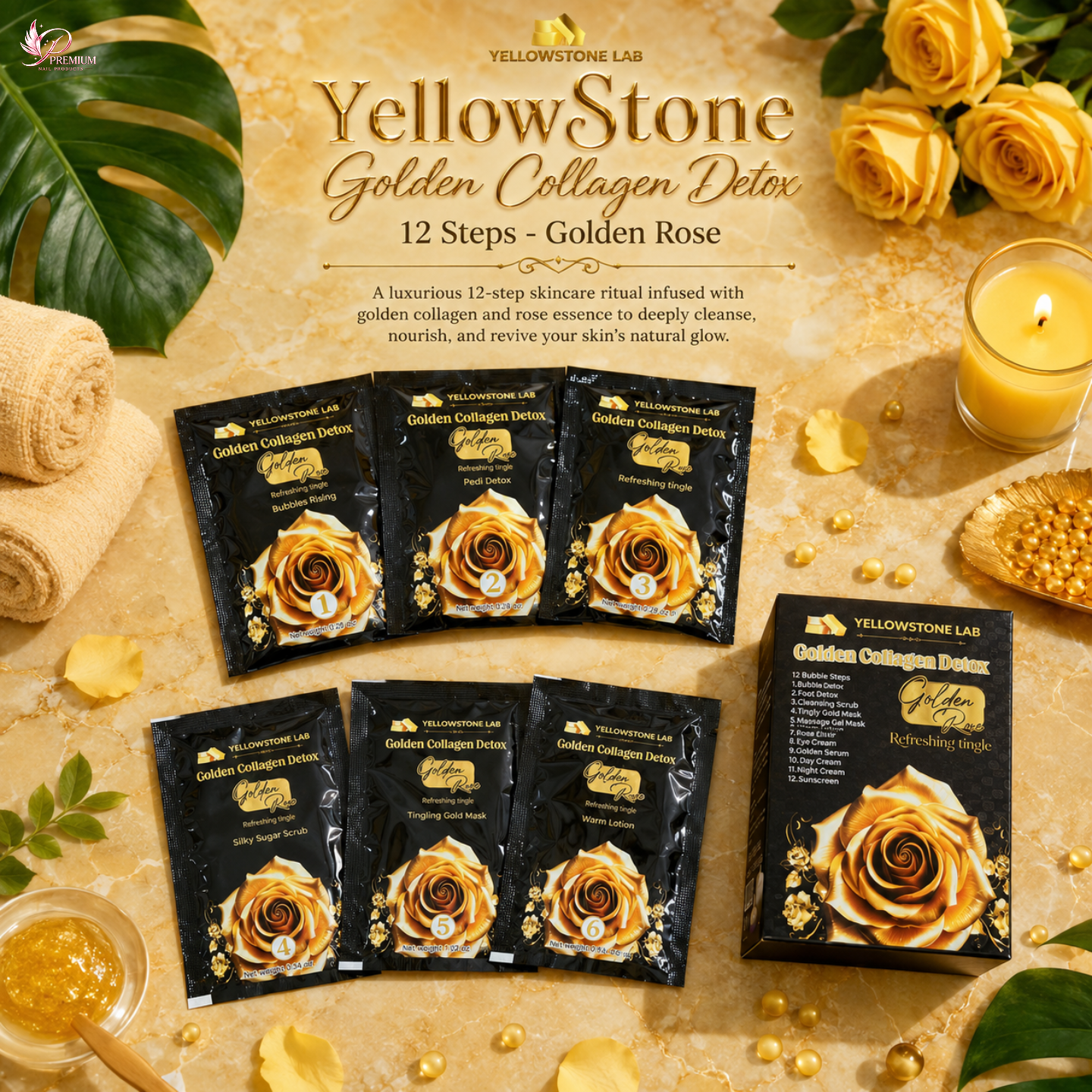 YellowStone Golden Collagen Detox 12 Steps - Golden Rose