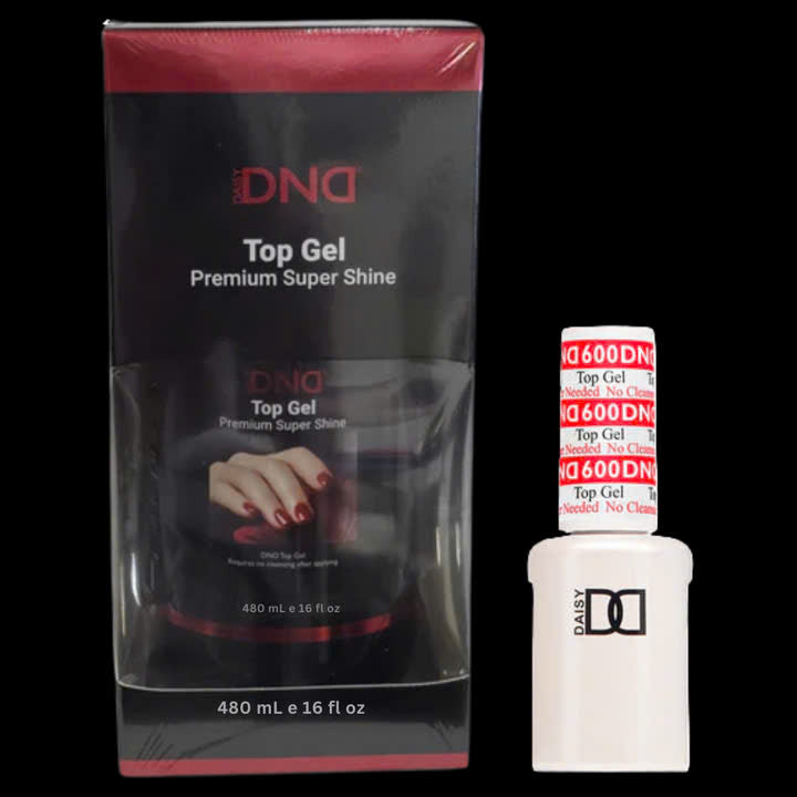 DND GEL TOP COAT NO CLEANSER 16OZ + FREE 12 0.5OZ BOTTLES
