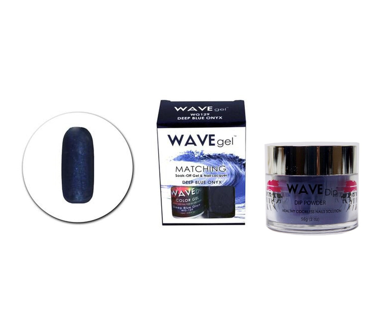 WAVEGEL 3IN1 MATCHING (GEL+LACQUER+DIP) - #129(WG129) DEEP BLUE ONYX