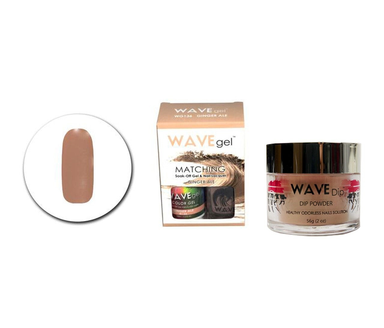 WAVEGEL 3IN1 MATCHING (GEL+LACQUER+DIP) - #136(WG136) GINGER ALE