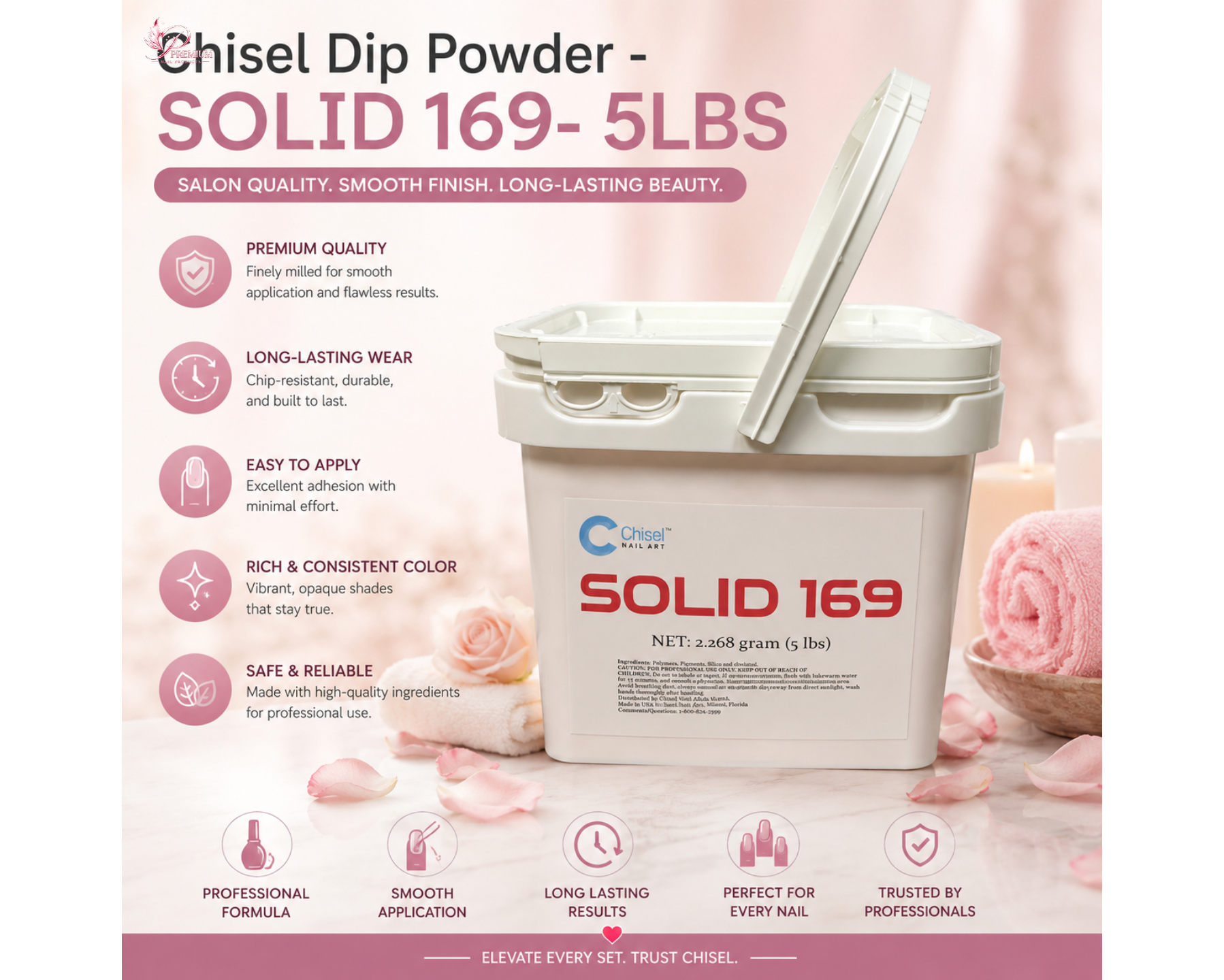 Chisel Solid Dip Powder - SOLID 169 - 5LBS