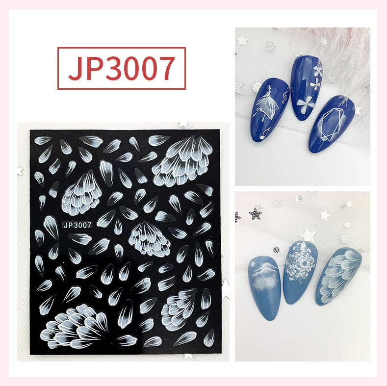 JP WHITE FLOWER STICKER