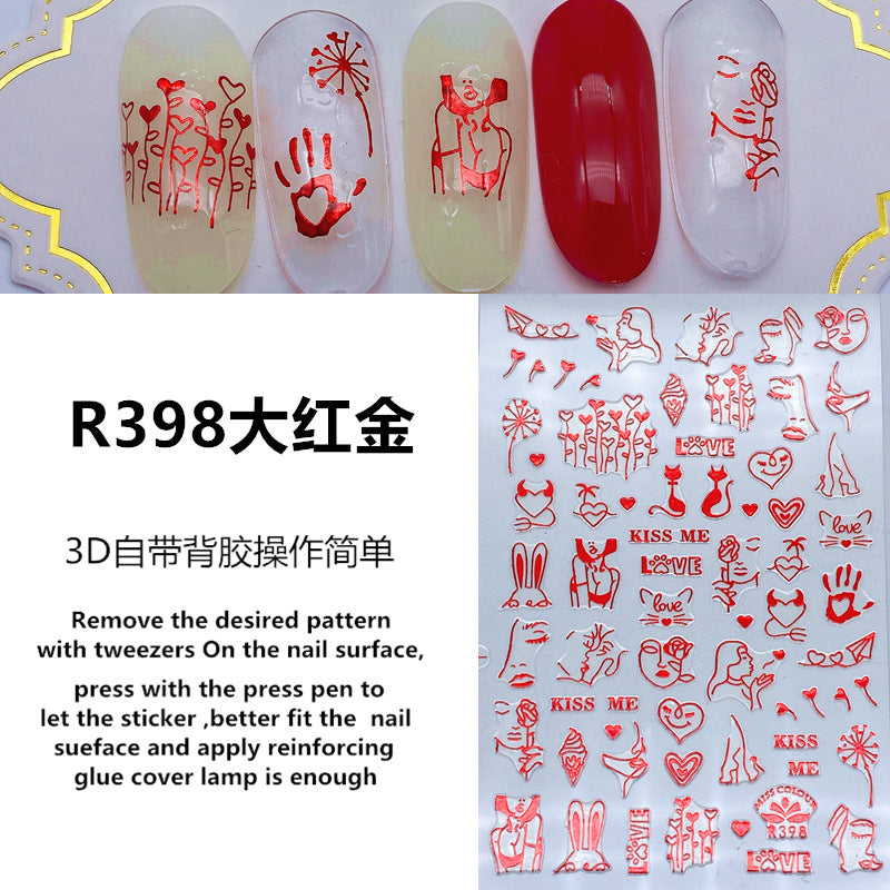 Nail Sticker Love - Red Color