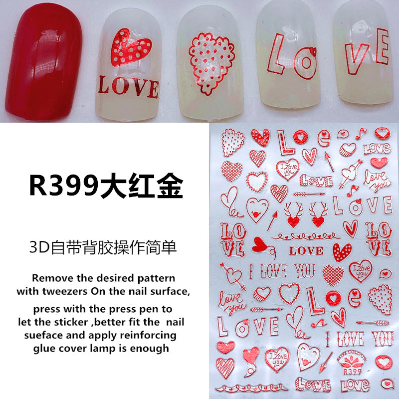 Nail Sticker Love - Red Color
