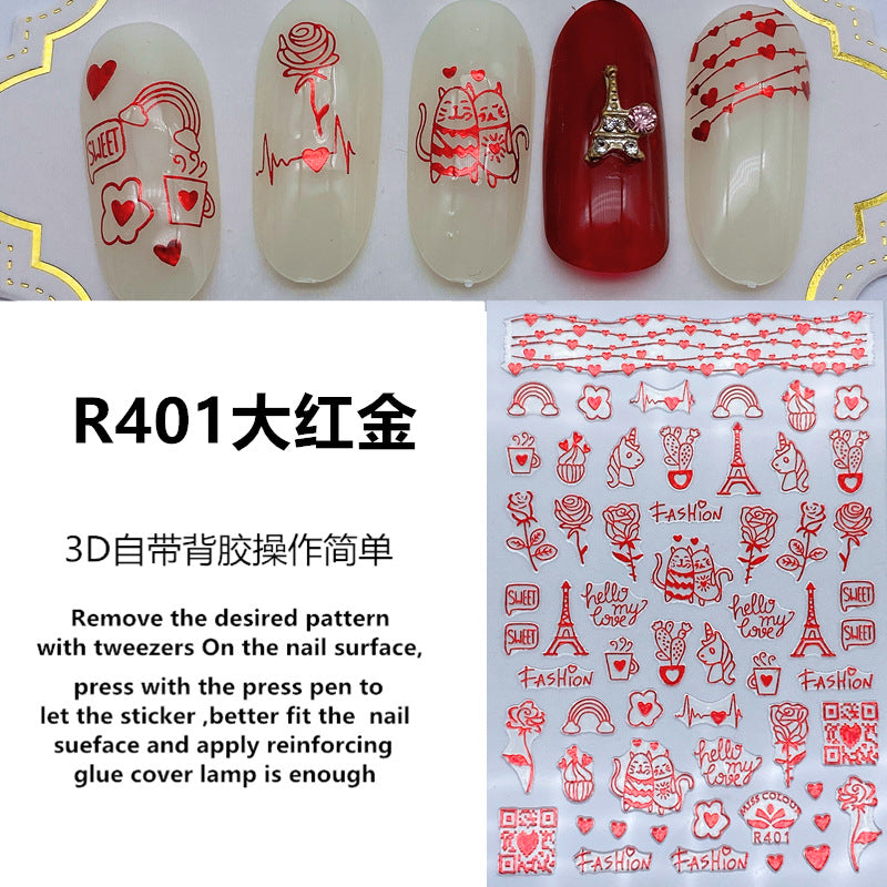 Nail Sticker Love - Red Color