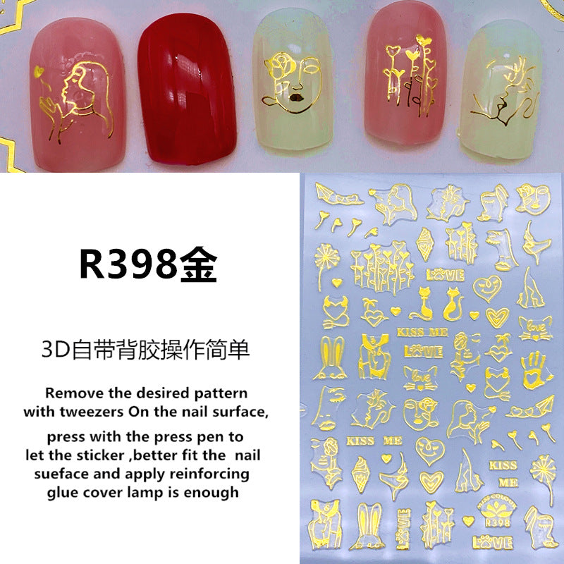 Nail Sticker Love - Gold Color