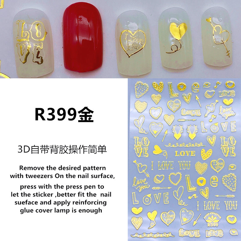 Nail Sticker Love - Gold Color