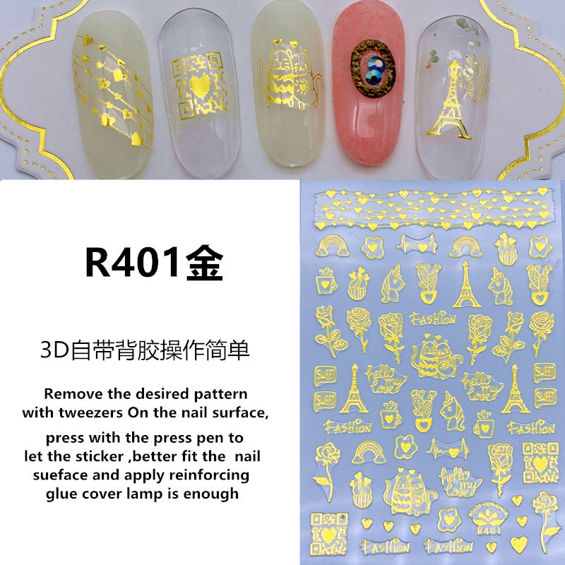 Nail Sticker Love - Gold Color