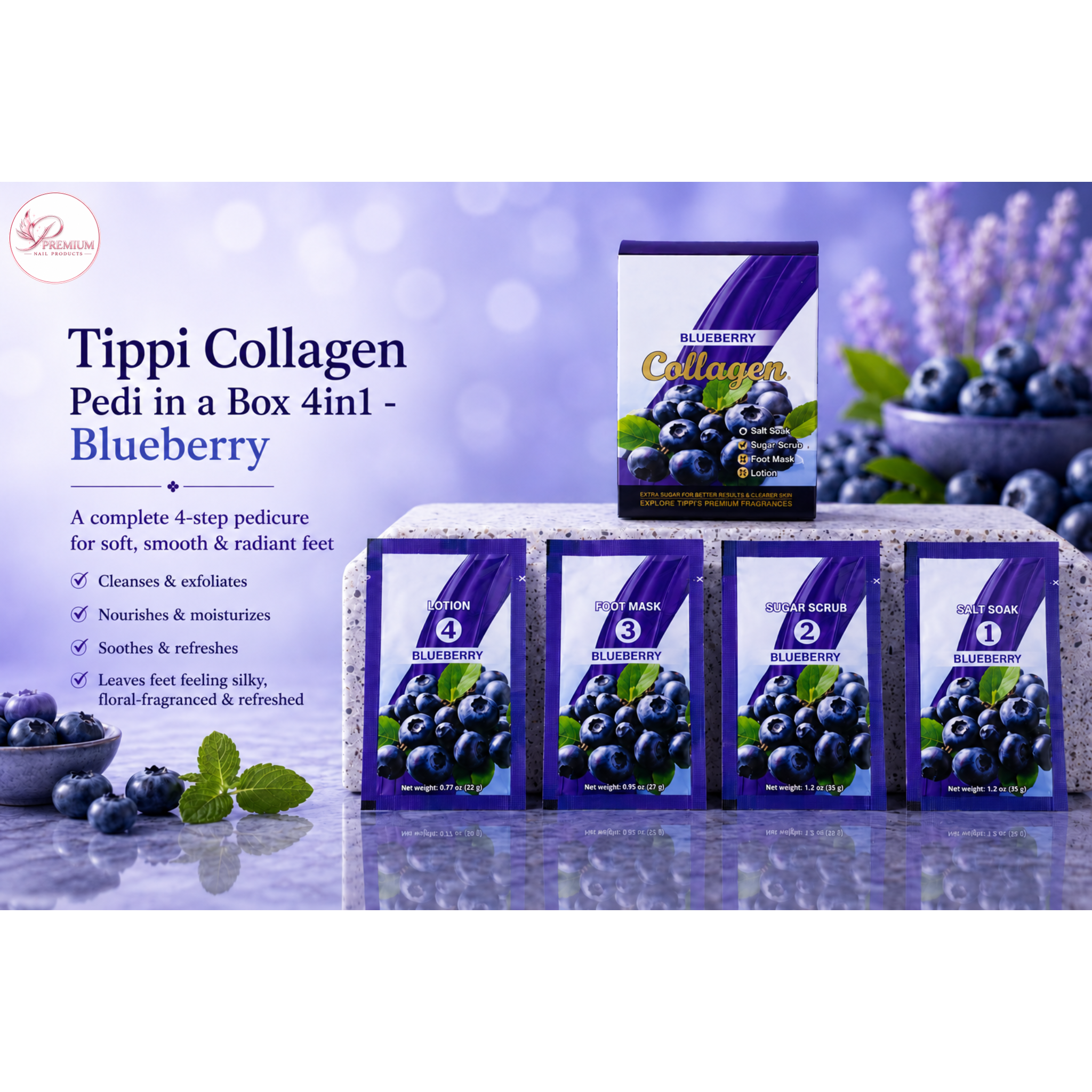 Tippi Collagen Pedi in a Box 4in1 - Blueberry
