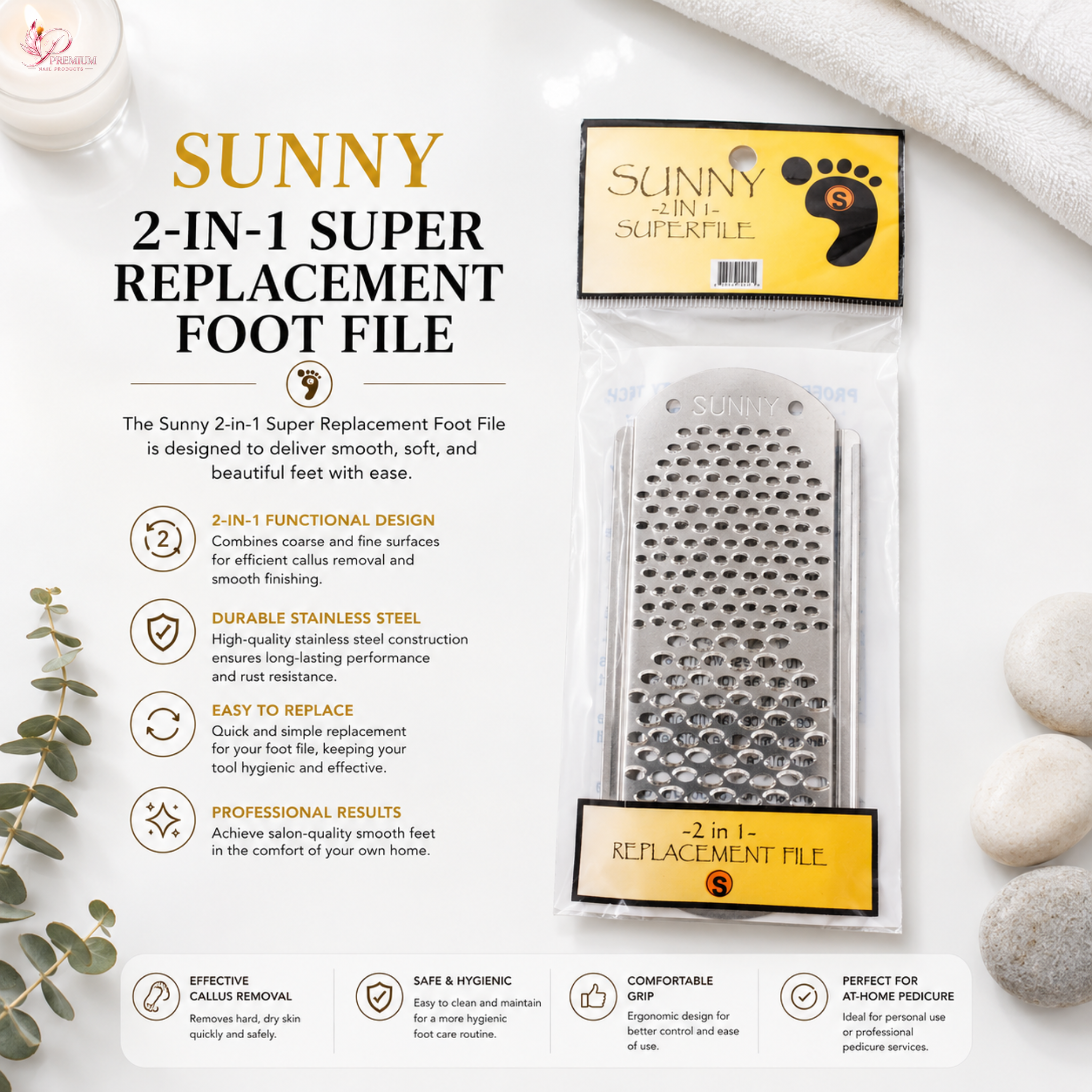 Sunny 2-In-1 Super Replacement Foot File - Buy 10 Free 1