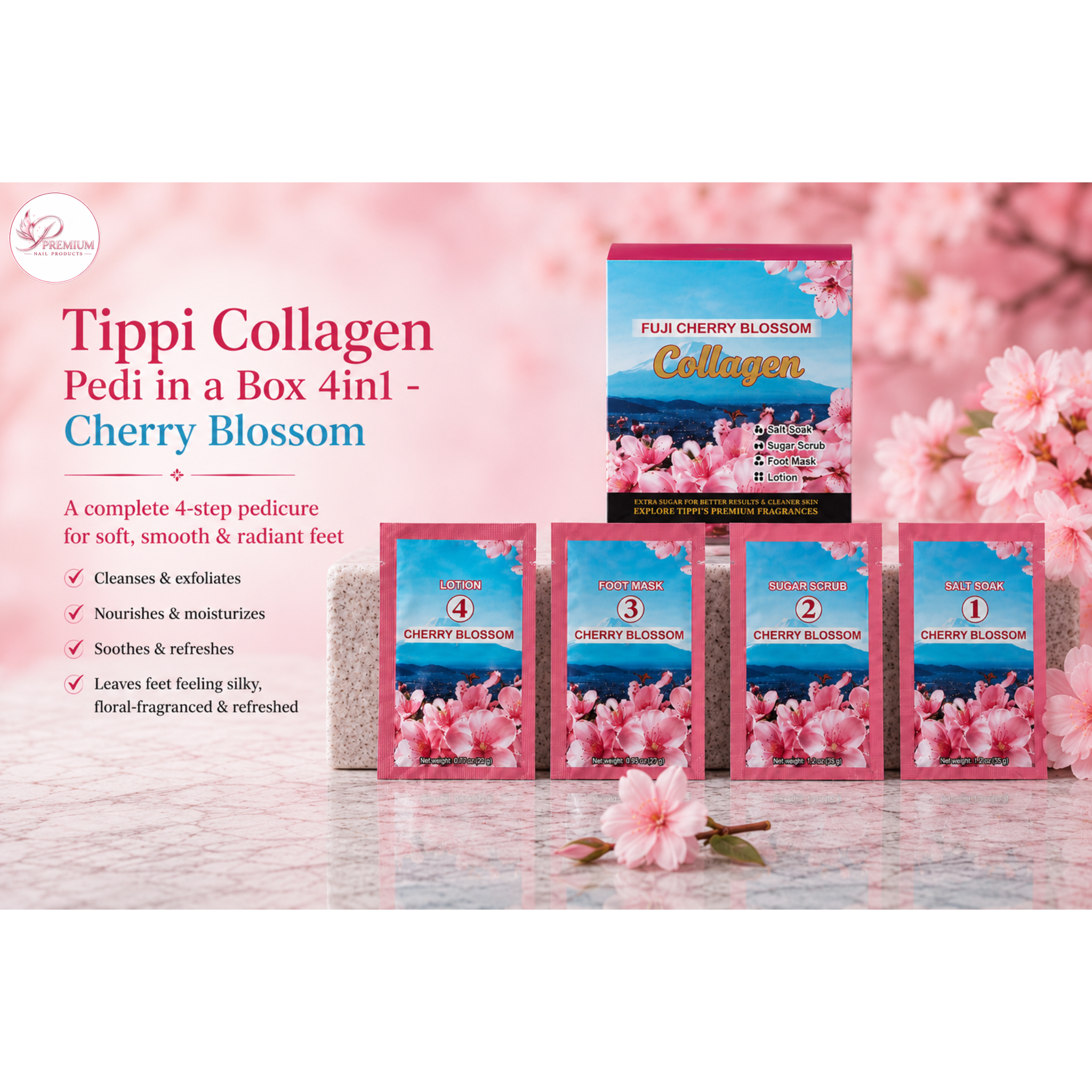 Tippi Collagen Pedi in a Box 4in1 - Cherry Blossom