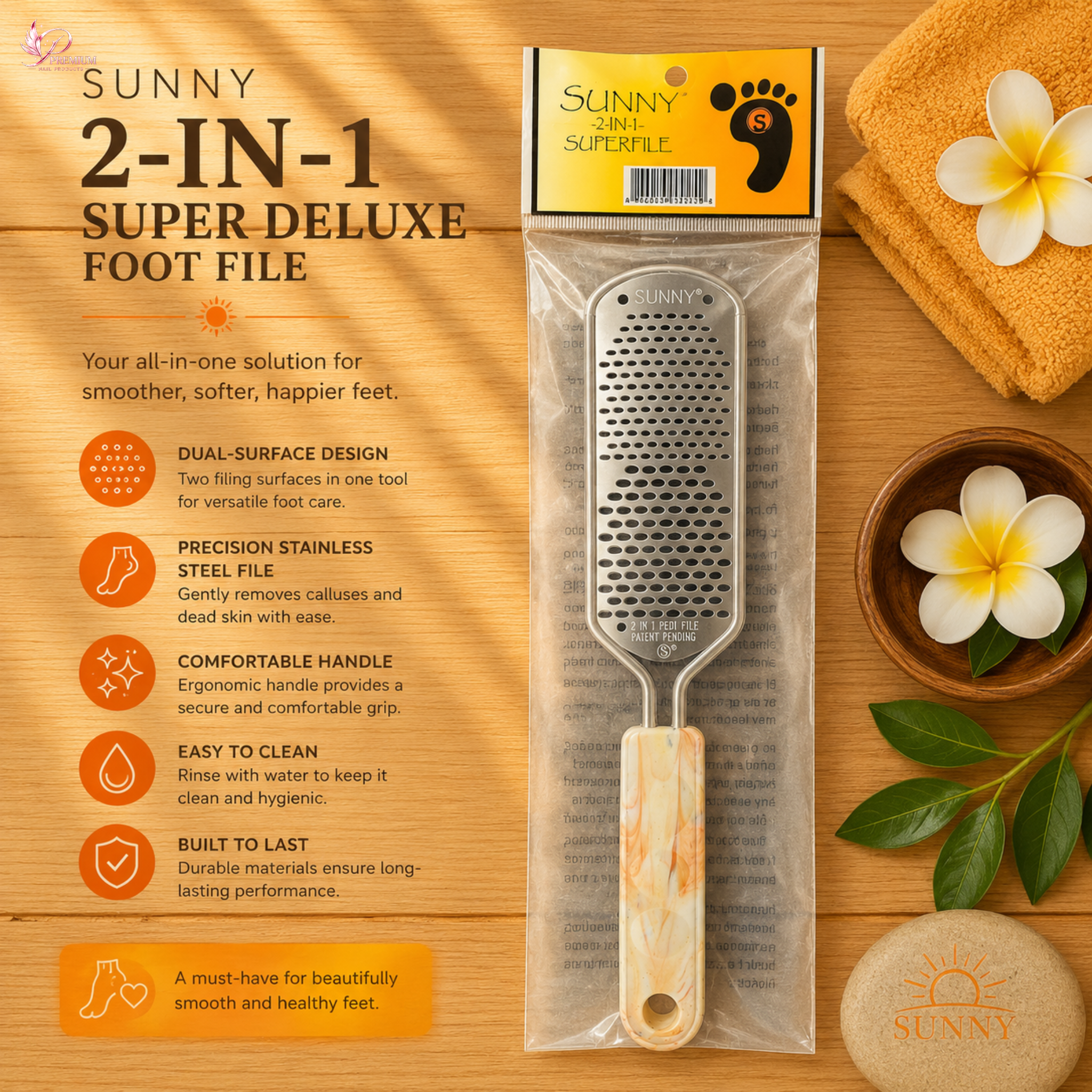Sunny 2-IN-1 Super Deluxe Foot File - Buy 5 Free 1