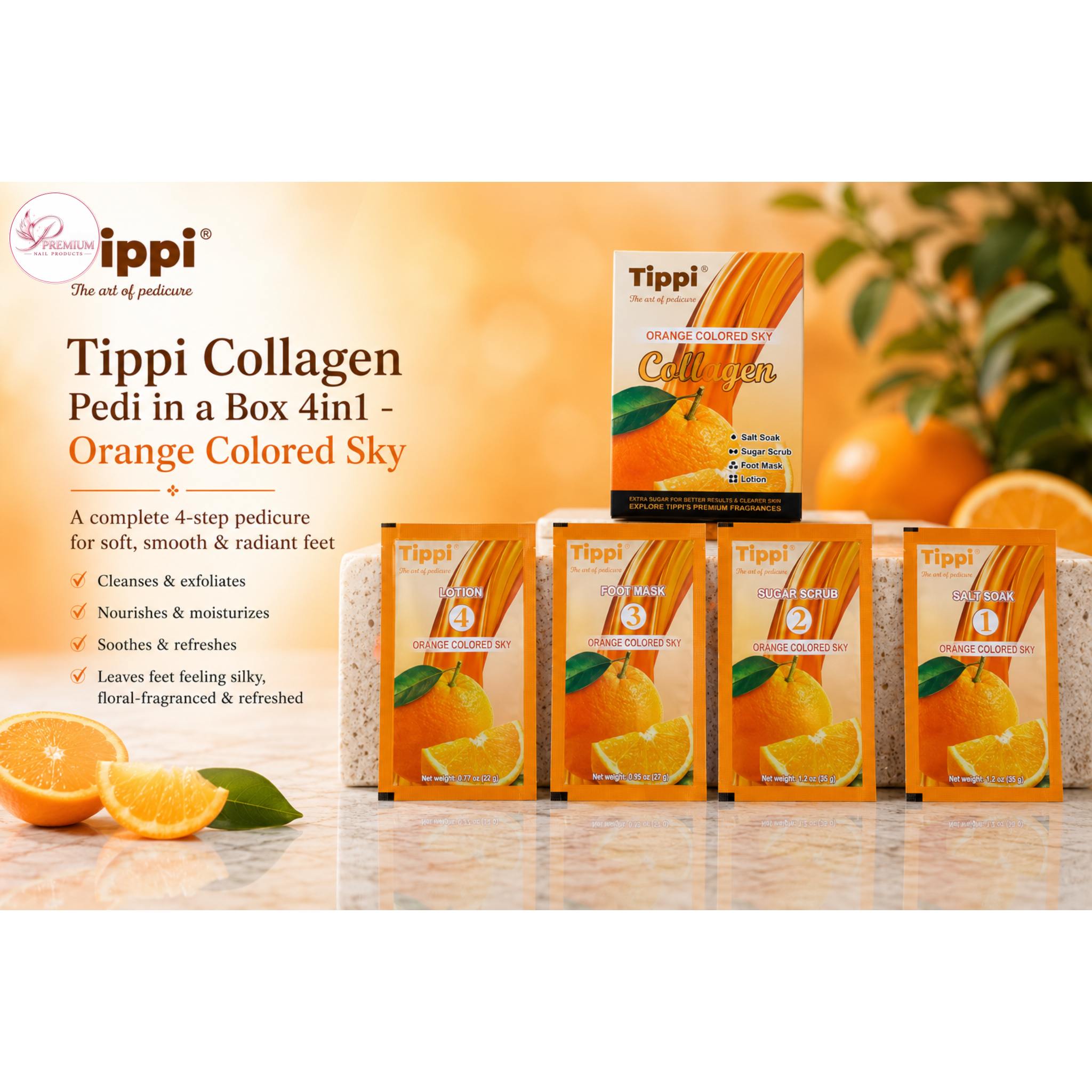 Tippi Collagen Pedi in a Box 4in1 - Orange Colored Sky