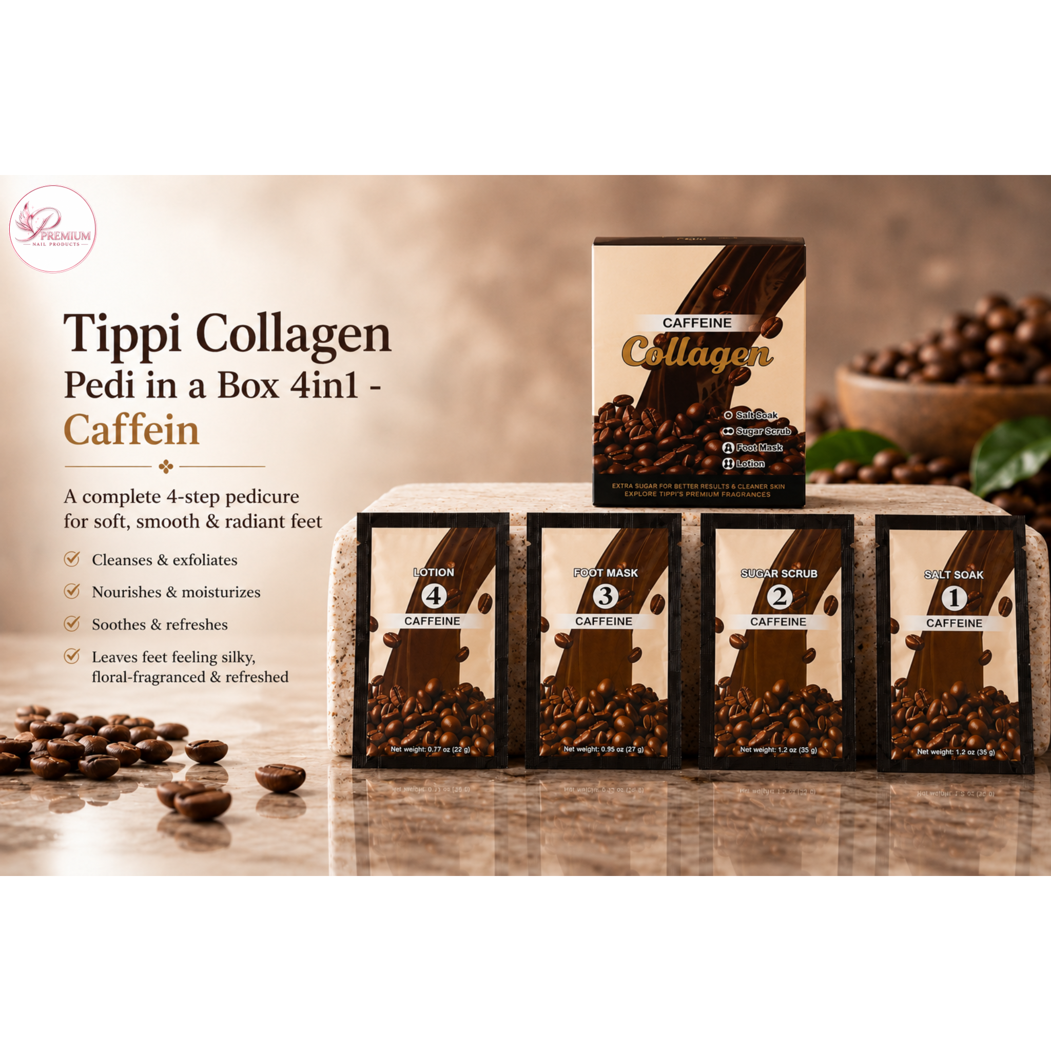 Tippi Collagen Pedi in a Box 4in1 - Caffein