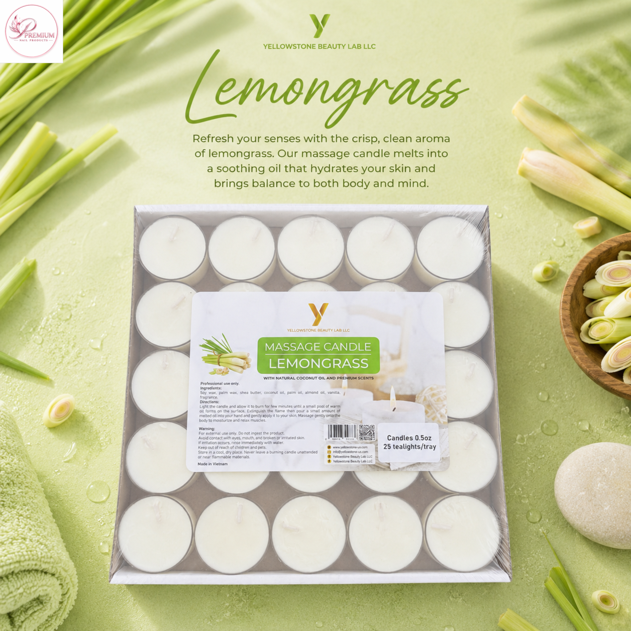 Yellowstone Massage Candle - Lemongrass
