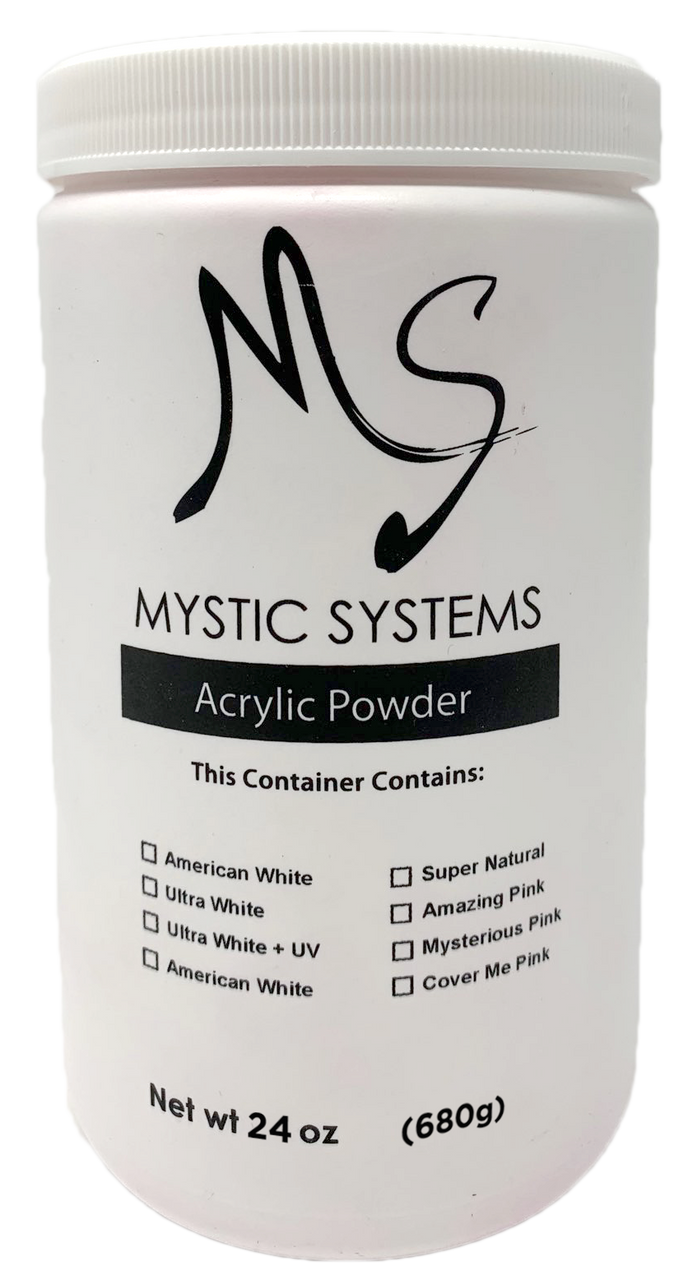 MS Mystic Systems Acrylic Powder Ultra White + UV 24oz