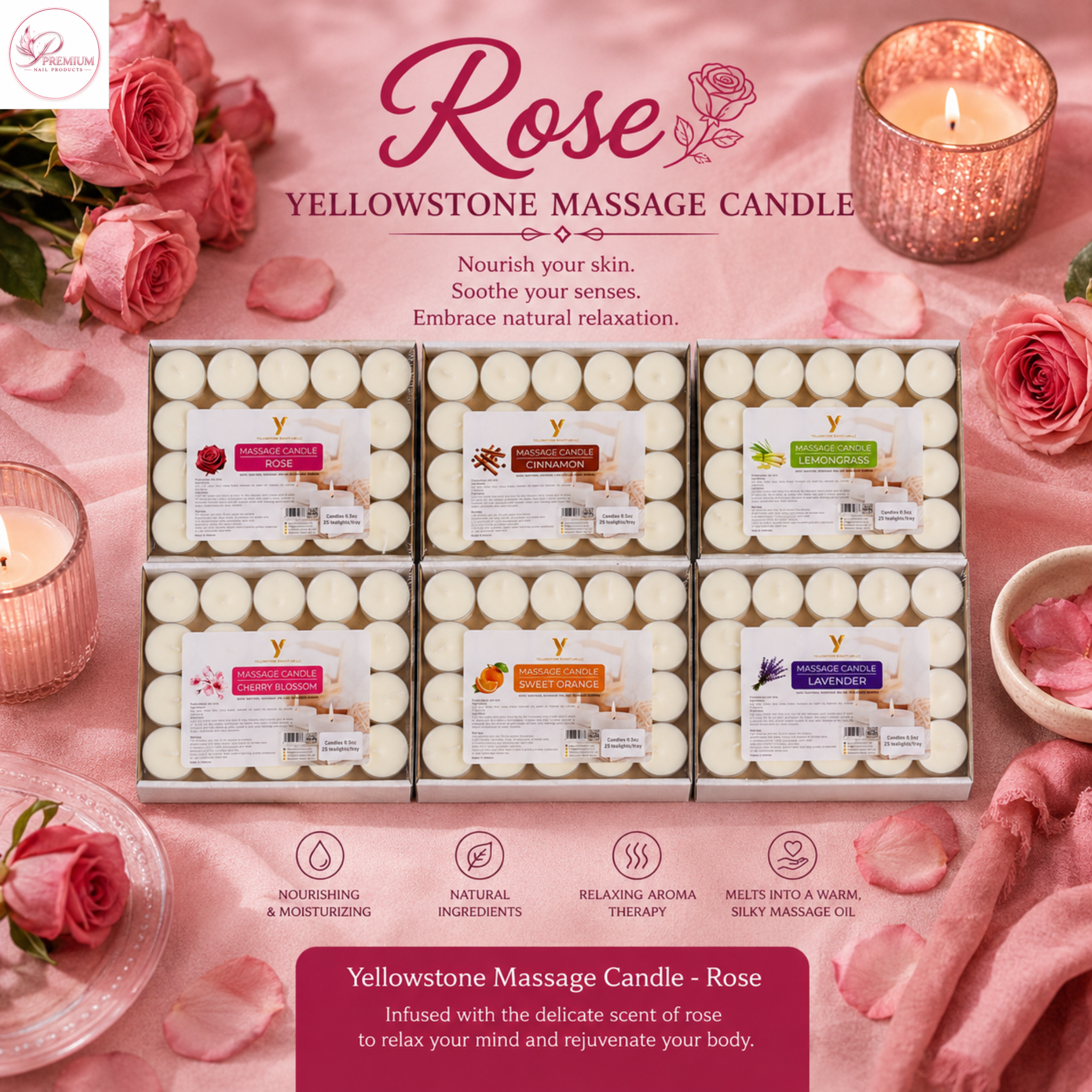 Yellowstone Massage Candle - Rose
