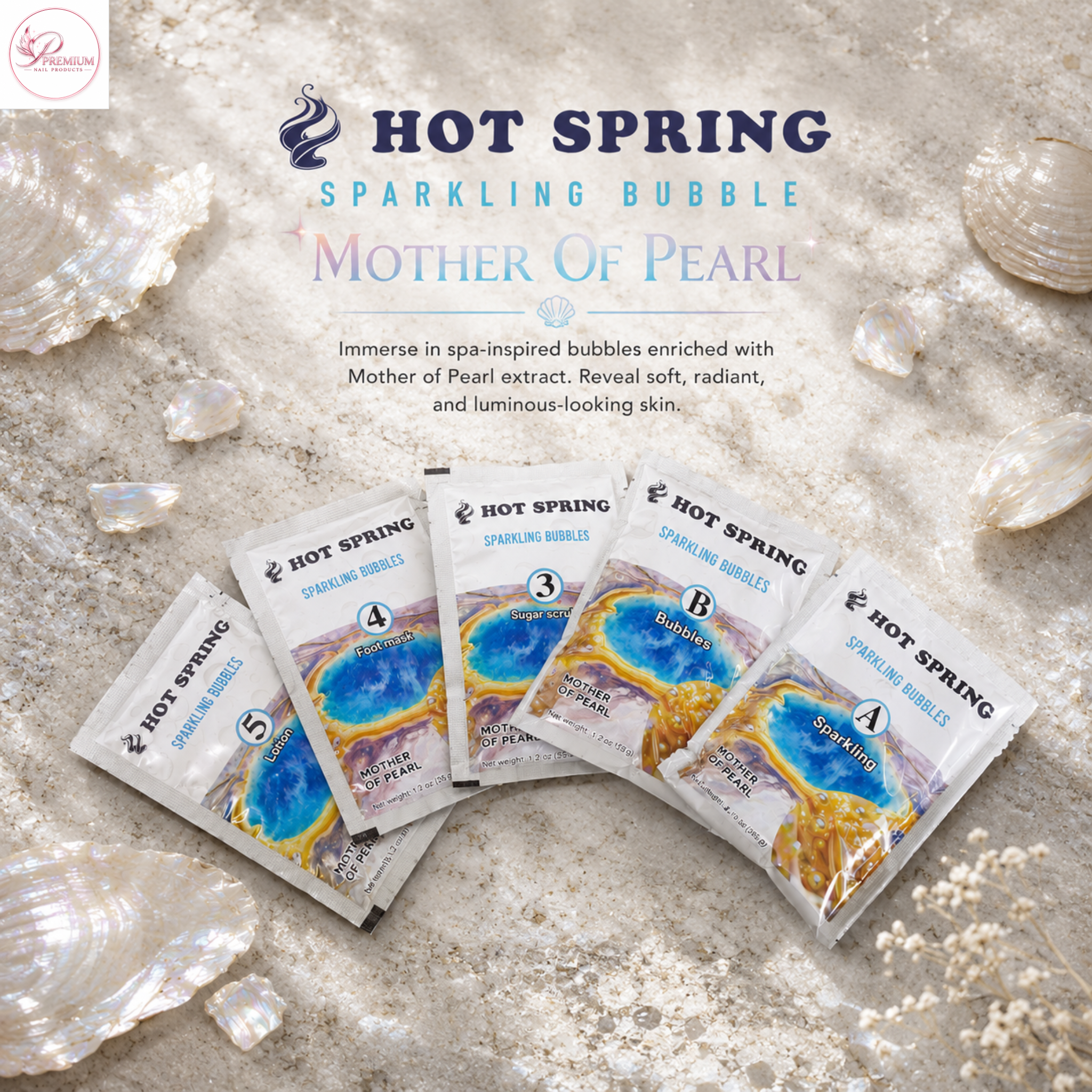 Hot Spring Sparkling Bubbles Mother Of Pearl + Free Pedicure Liner
