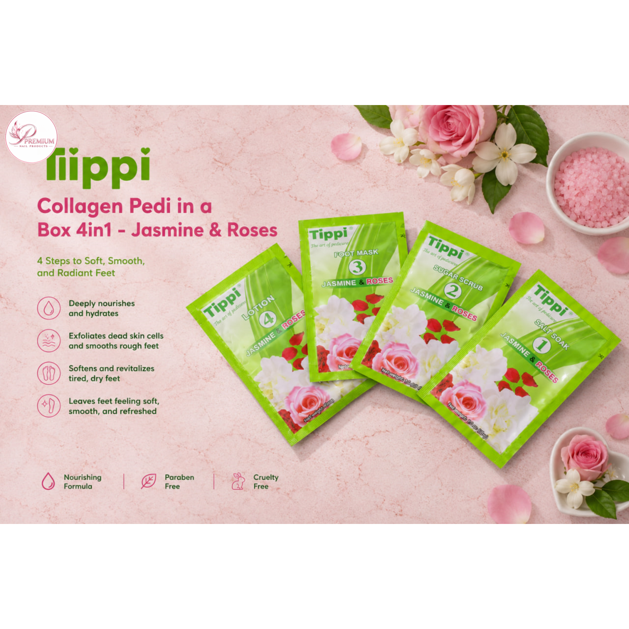 Tippi Collagen Pedi in a Box 4in1 - Jasmine & Rose