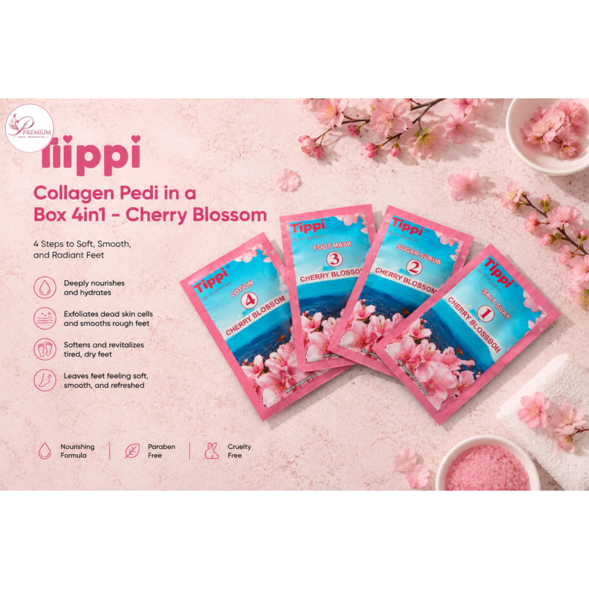 Tippi Collagen Pedi in a Box 4in1 - Cherry Blossom