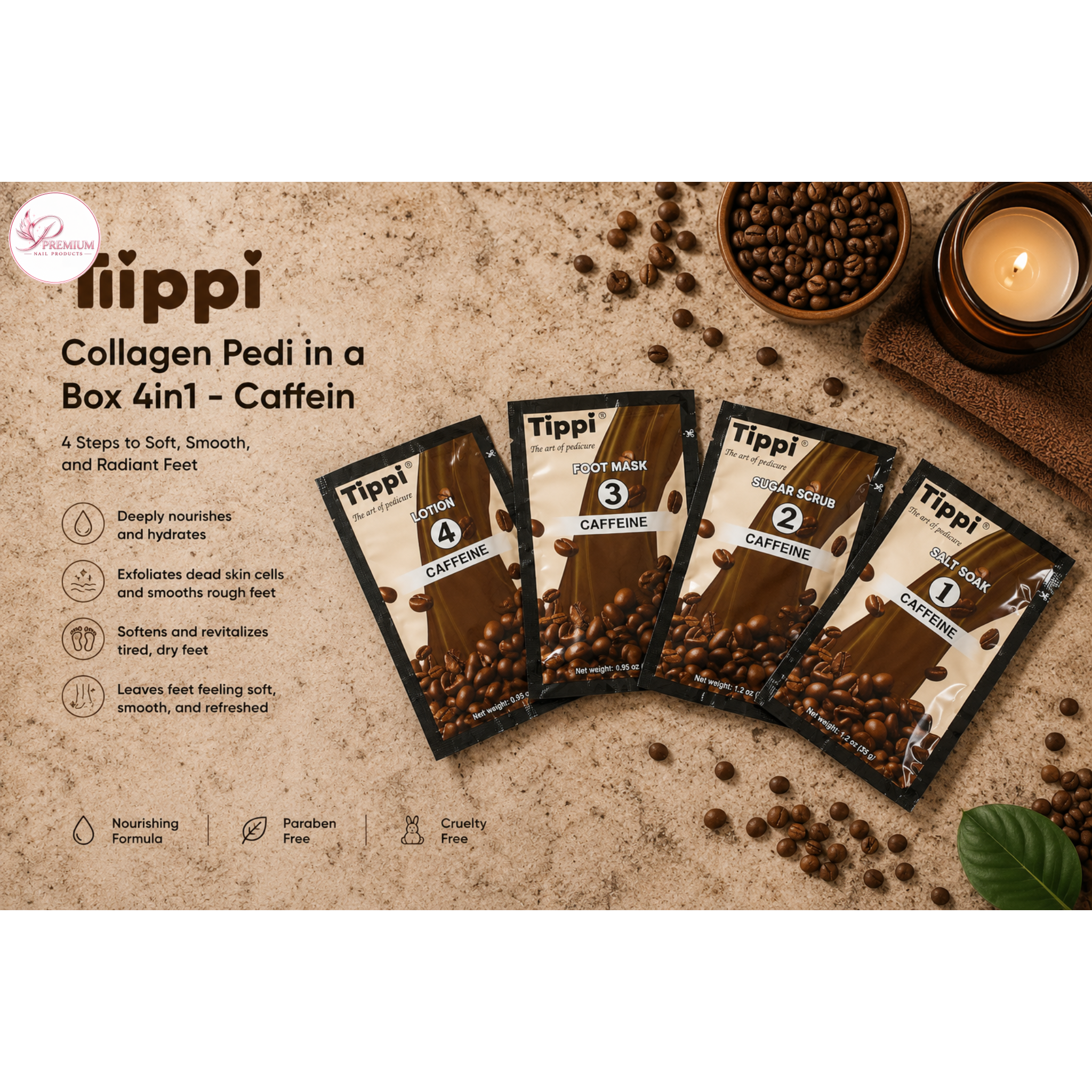 Tippi Collagen Pedi in a Box 4in1 - Caffein