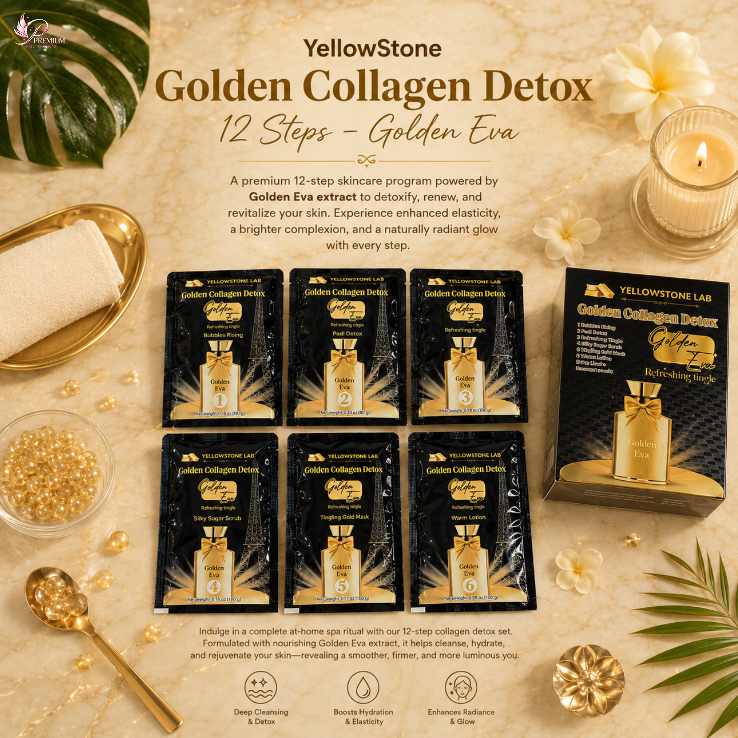 YellowStone Golden Collagen Detox 12 Steps - Golden Eva