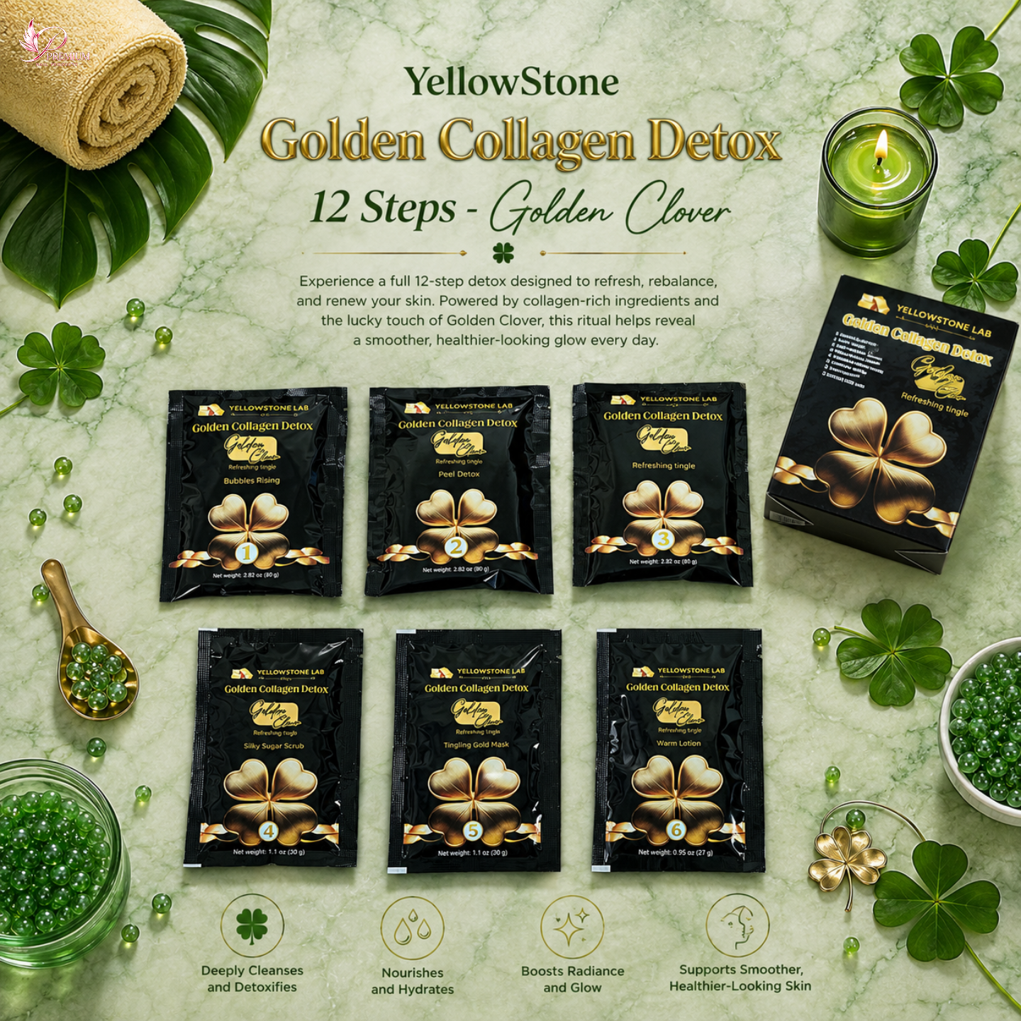 YellowStone Golden Collagen Detox 12 Steps - Golden Clover