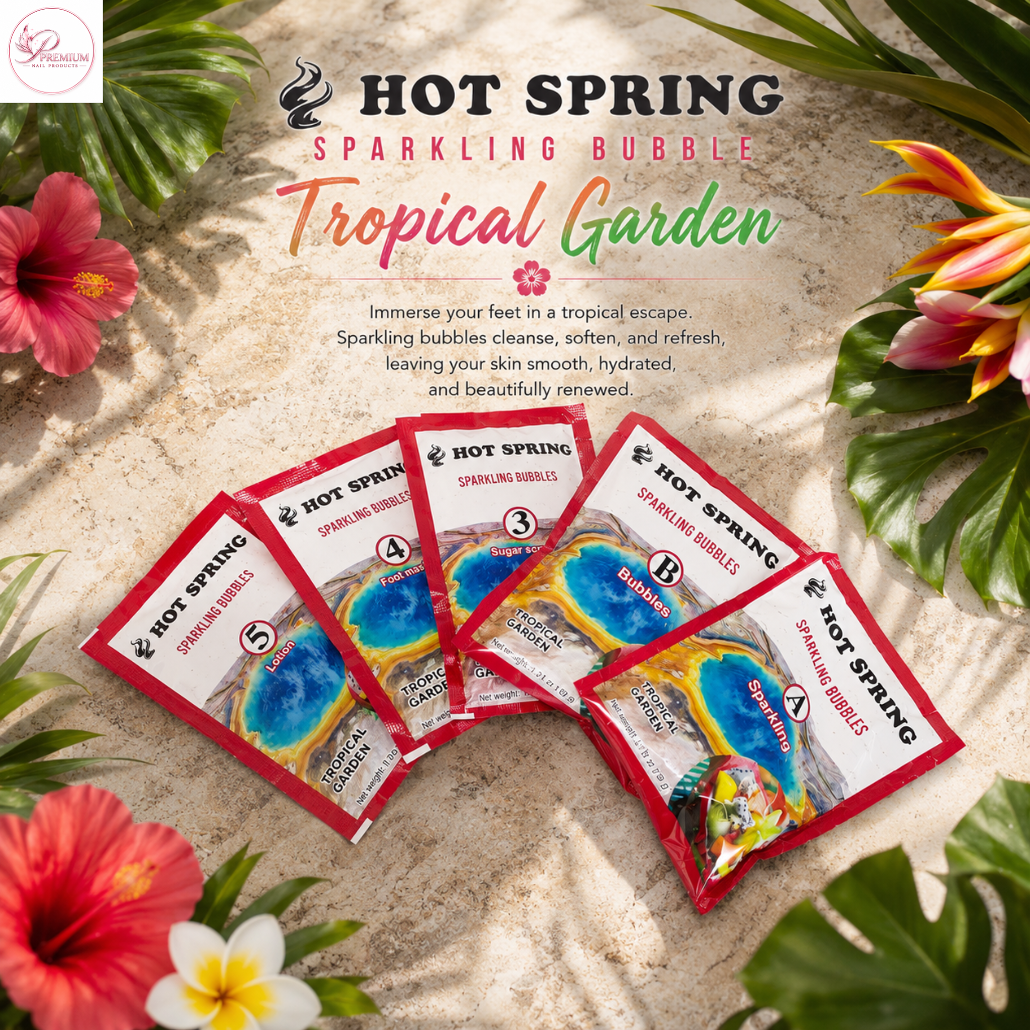 Hot Spring Sparkling Bubbles 5in1 Tropical Garden  + Free Pedicure Liner