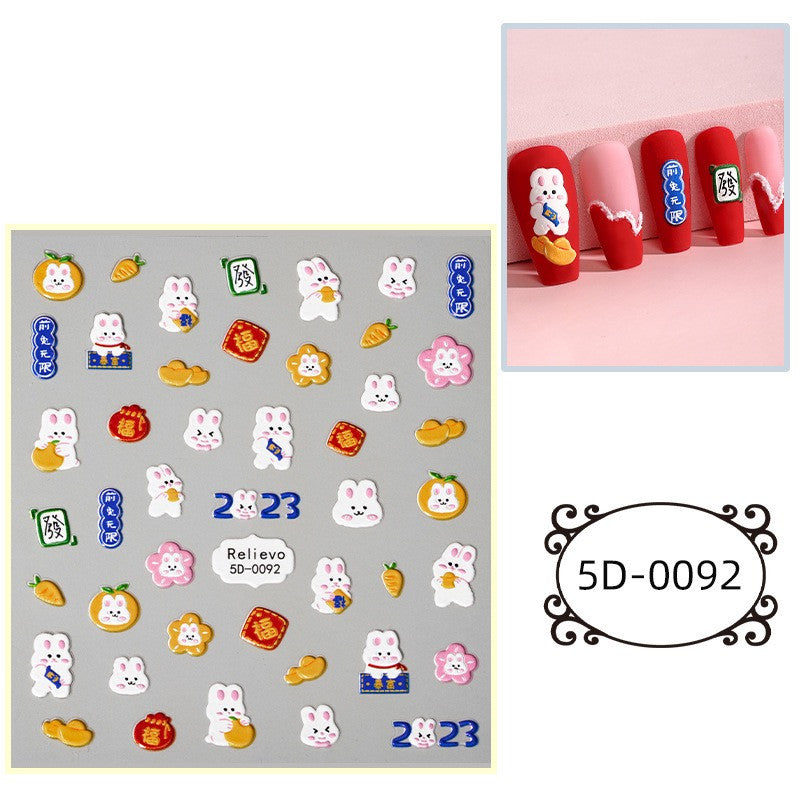5D Rabbit New Year 2023 Nail Stickers - Pick Your Choice