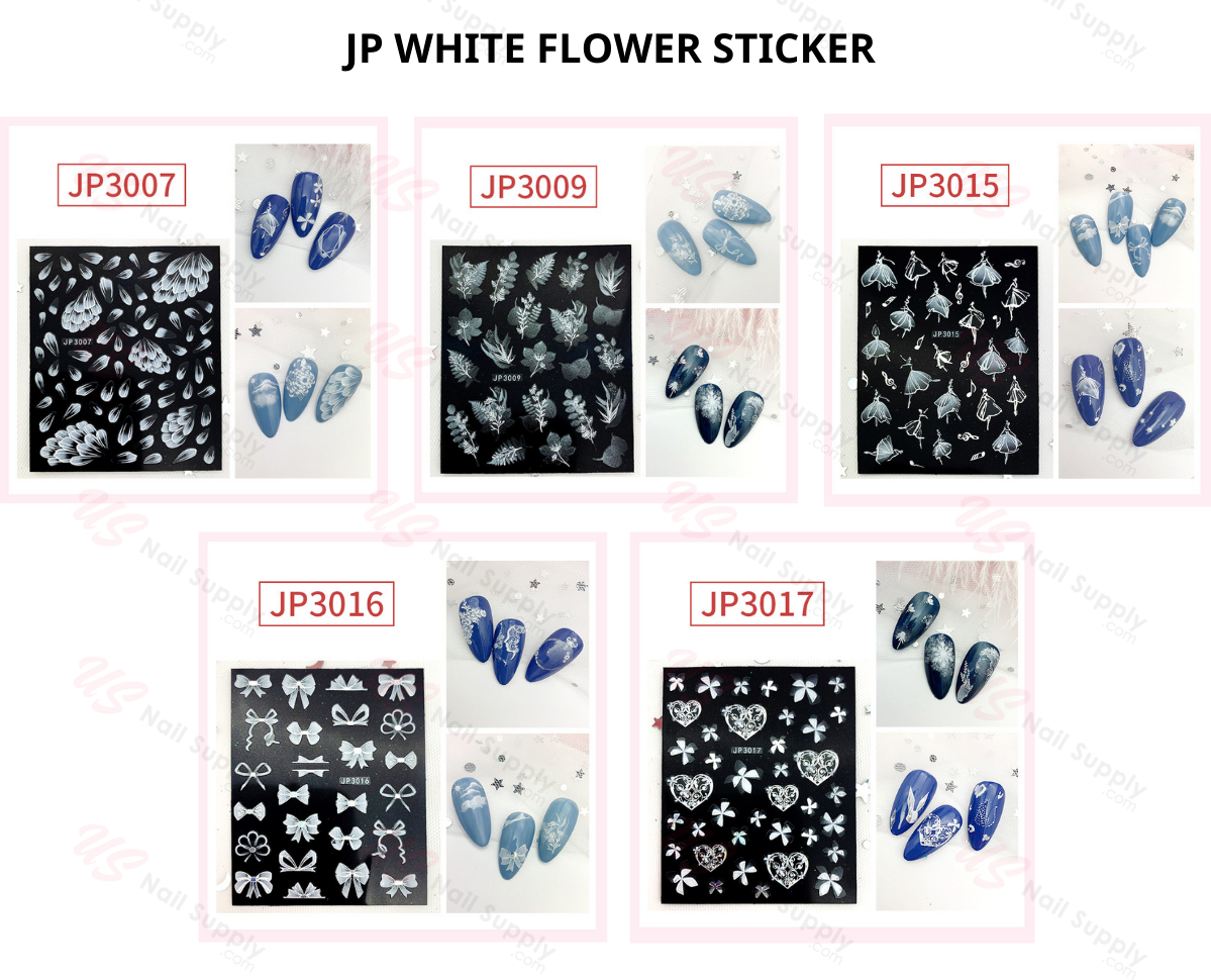 JP WHITE FLOWER STICKER