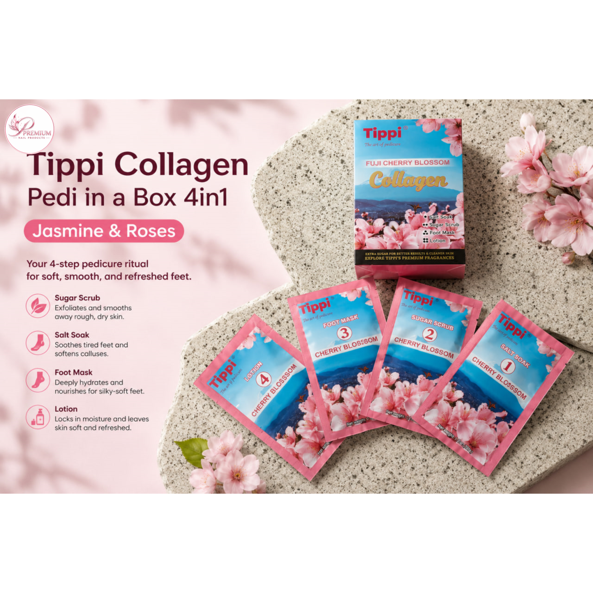 Tippi Collagen Pedi in a Box 4in1 - Cherry Blossom