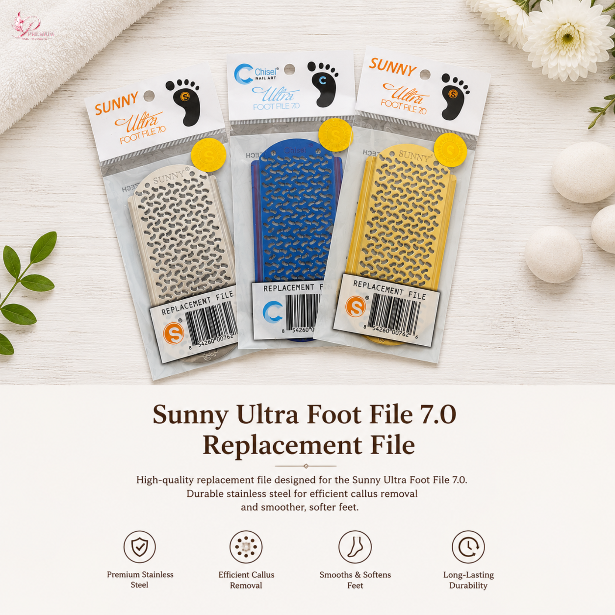 Sunny Ultra Foot File 7.0 Replacement File - Silve/Gold